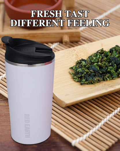 GiNT 17oz Travel Tea Mug with Infuser, 2 Lids. Vacuum Insulated 316 Stainless Steel Coffee Mug. Dishwasher Safe Tea Cup with Strainer for Hot & Cold Brew Coffee. Mothers Day Gifts for Mom (White)