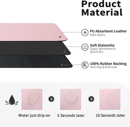 HotLive Dish Drying Mat for Kitchen Counter, Heat Resistant Drainer Mats with Non-slip Rubber Backed, Hide Stain Kitchen Super Absorbent Draining Mat, Easy to Clean Dish Rack Pad, Dark Grey 16"x18"