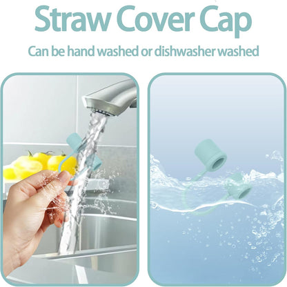 6PCS Silicone Straw Covers Cap Compatible with Stanley Cup 30&40oz Tumbler with Handle 10mm Straw Toppers，Straw Tips Lids Dust-Proof Reusable for Stanley Cup Accessories (White)