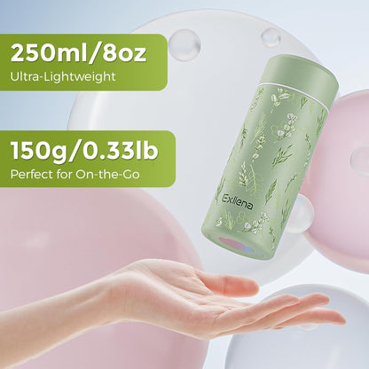 【Upgraded】Exllena Small Insulated Water Bottle 12 oz/350ml– Mini Insulated Water Bottle for Hot & Cold Drinks, Perfect Small Water Bottle for Travel, Purse...(Greyish Blue)