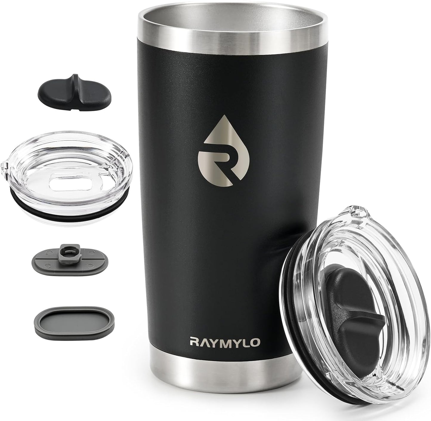 RAYMYLO Insulated Travel Coffee Tumbler 20oz, Detachable & Spill-Proof Slider Lid for Thorough Clean, Stainless Steel Reusable Coffee Mug with Lid Fits Most Car Cup Holder & BPA Free