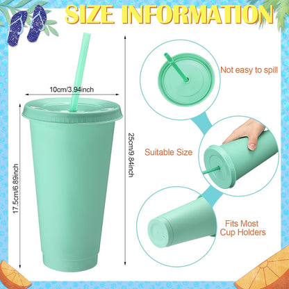 Honeydak 15 Pack Tumbler with Straw and Lid Bulk Cups for Gifts Water Bottle Iced Coffee Travel Mug Cup Reusable Plastic Tumblers for Party Birthdays 24-27 oz (Solid Color)