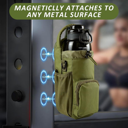 JACZZO Magnetic Gym Bag for Men and Women, Magnetic Water Bottle Holder for Gym, Small Gym Bag, Gym Gifts for Women and Men (Black, <40 OZ)