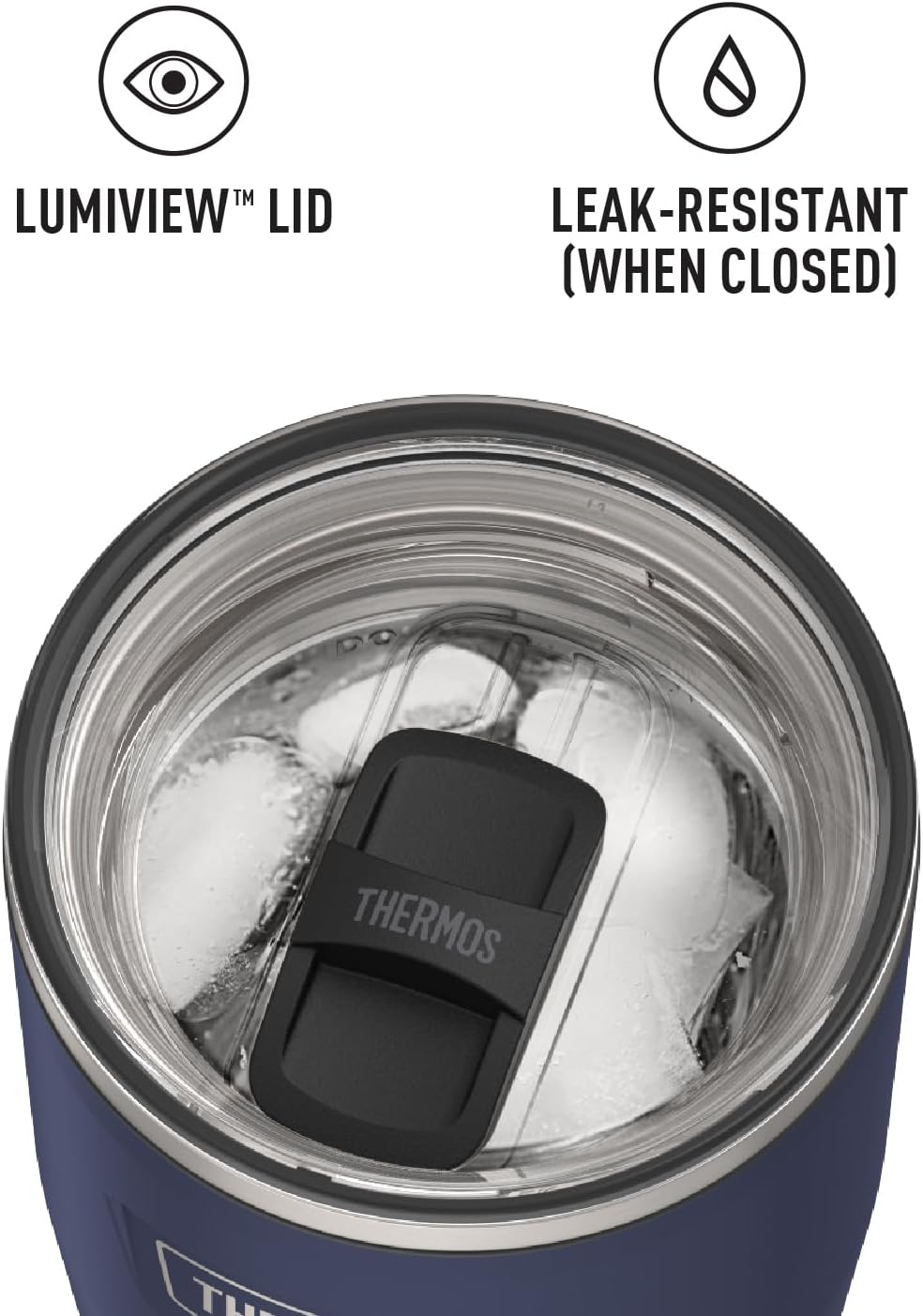 THERMOS ICON SERIES, Stainless Steel Tumbler with Slide Lock, 18 Ounce, Mystic Navy