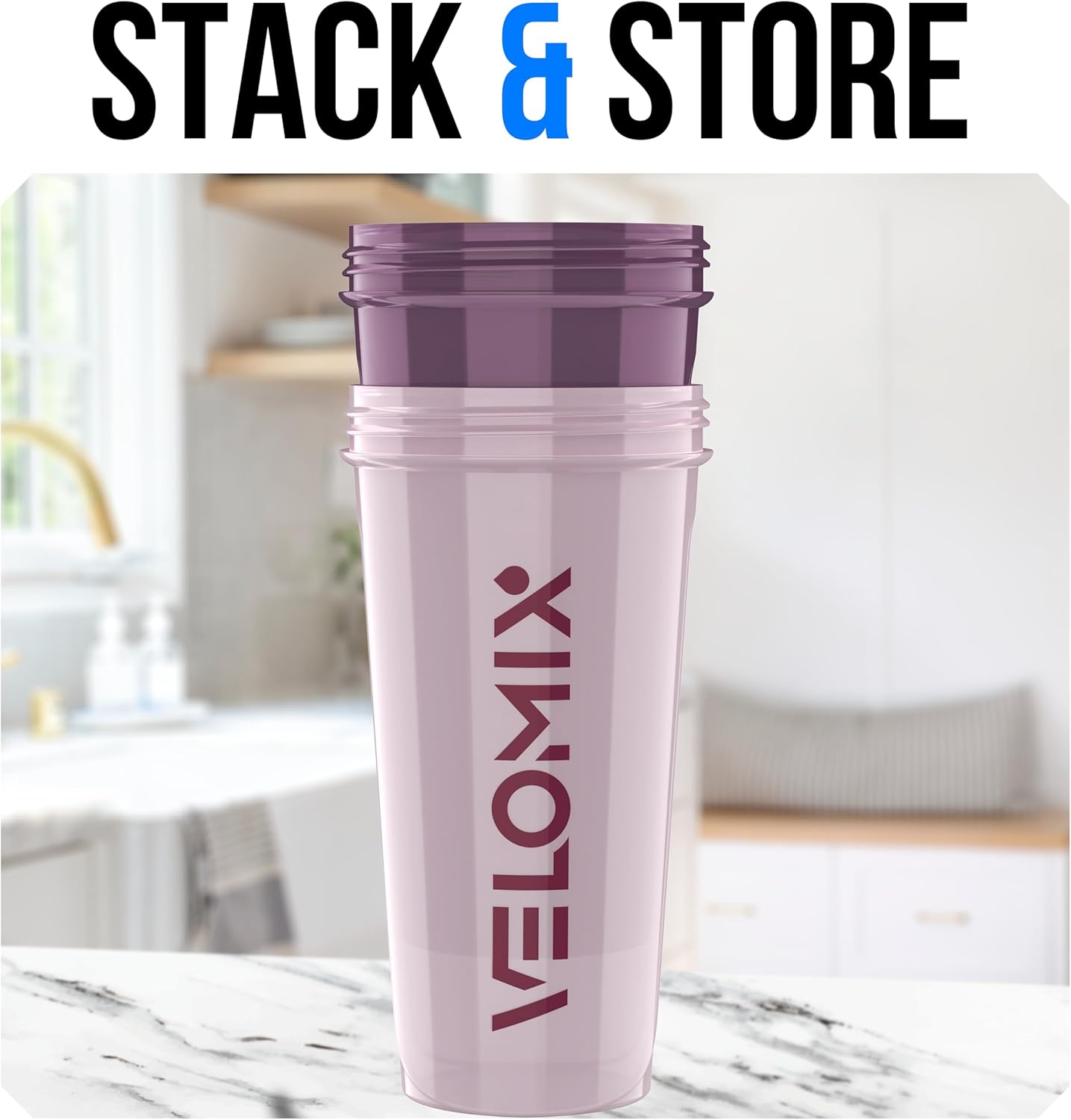 VELOMIX -2 Pack- 28 oz Protein Shaker Bottles for Protein Mixes - 2x Wire Whisk | Leak Proof Shaker Cups for Protein Shakes | Protein Shaker Bottle Pack (Black/Transparent)
