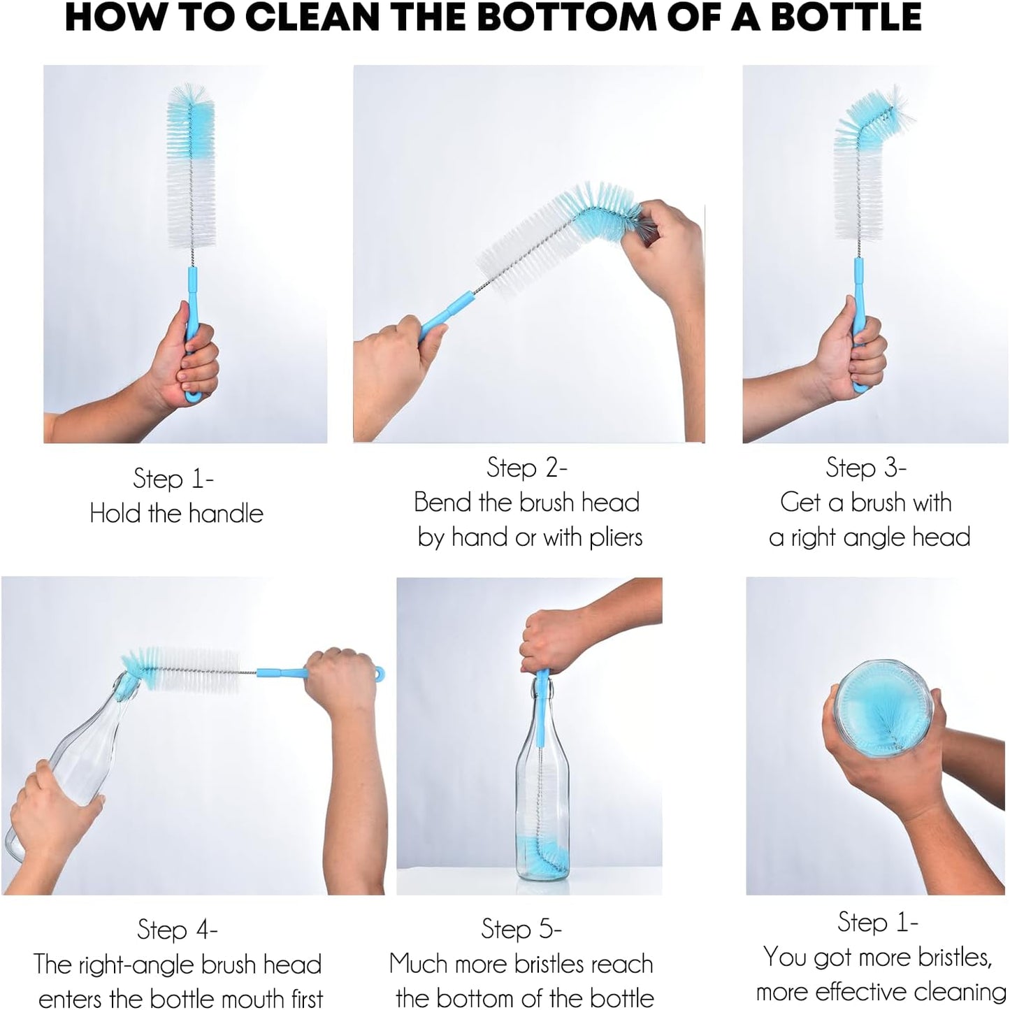 ALINK 17 inch Extra Long Bottle Cleaning Brush Cleaner for Washing Narrow Neck Beer/Wine/Thermos, Brewing Bottles, Hummingbird Feeder