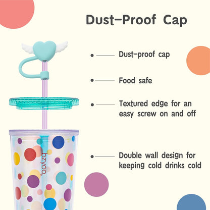 bzyoo SIP 24oz (710ml) Double Wall Plastic Tumbler with Lid and Straw Cold Drink Travel Mug Reusable Party Cup Perfect for Office Ice Coffee or Tea and Gift Color: Pink & Purple