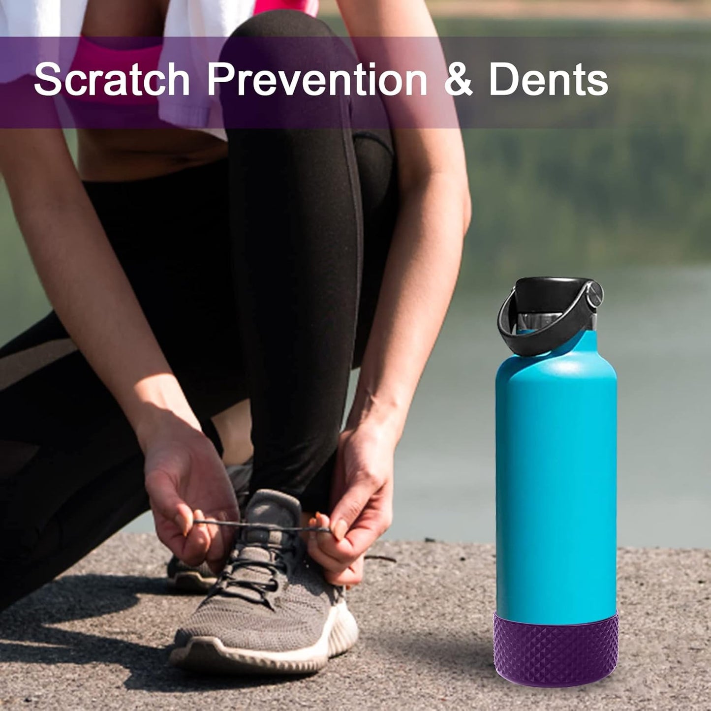 WUQID Water Bottle Boot, Diamond Silicone Boot Compatible with Stanleyy Tumbler 20-40oz & Hydroo Flask Bottle 12oz-24oz, Reduces Dents Sleeve Cover for More Bottles/Tumblers Bottom of 2.83-2.95in