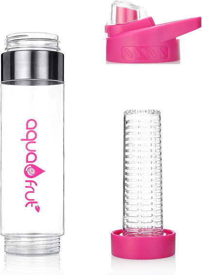 NEW AquaFrut Bottom Loading Fruit Infuser Water Bottle - BPA Free Tritan Plastic - Leak Proof - 24 OZ - Infusion Recipe eBook (Purple)