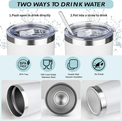 20oz Tumbler with Straw and Brush, Stainless Steel Vacuum Insulated tumbler, Double Wall Insulated Coffee Tumbler for Outdoor, Home, Travel,Office (Buff,1pcs)