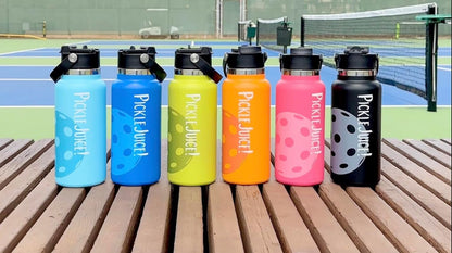Maui Pickleball Co.™ Pickleball Water Bottle 32oz Insulated Stainless Steel Water Bottle PickleBall Accessories Pickleball Gifts Sip/Swig Lid with Carry Handle