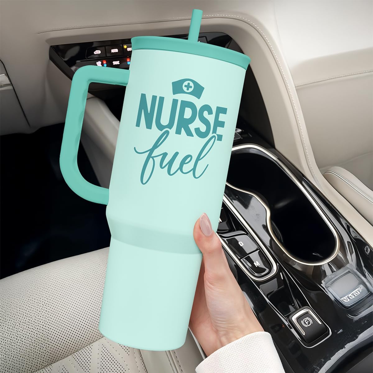 Floral Tumbler with Handle 40oz, Stainless Steel Insulated Tumblers Coffee Travel Mug Cup with Straw, Flower Coffee Cup Gifts for Women Girls, Gift for Her on Christmas Birthday Mothers Day