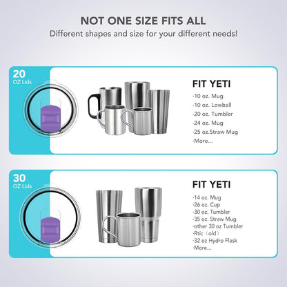 30 oz Tumbler Lid, Replacement Lids Compatible for YETI 30/32 oz Tumbler, 14 oz Mug and 35 oz Straw Mug, 2 Pack Travel Spill Proof Cup Lids Covers with Magnetic Slider Switch, BPA Free