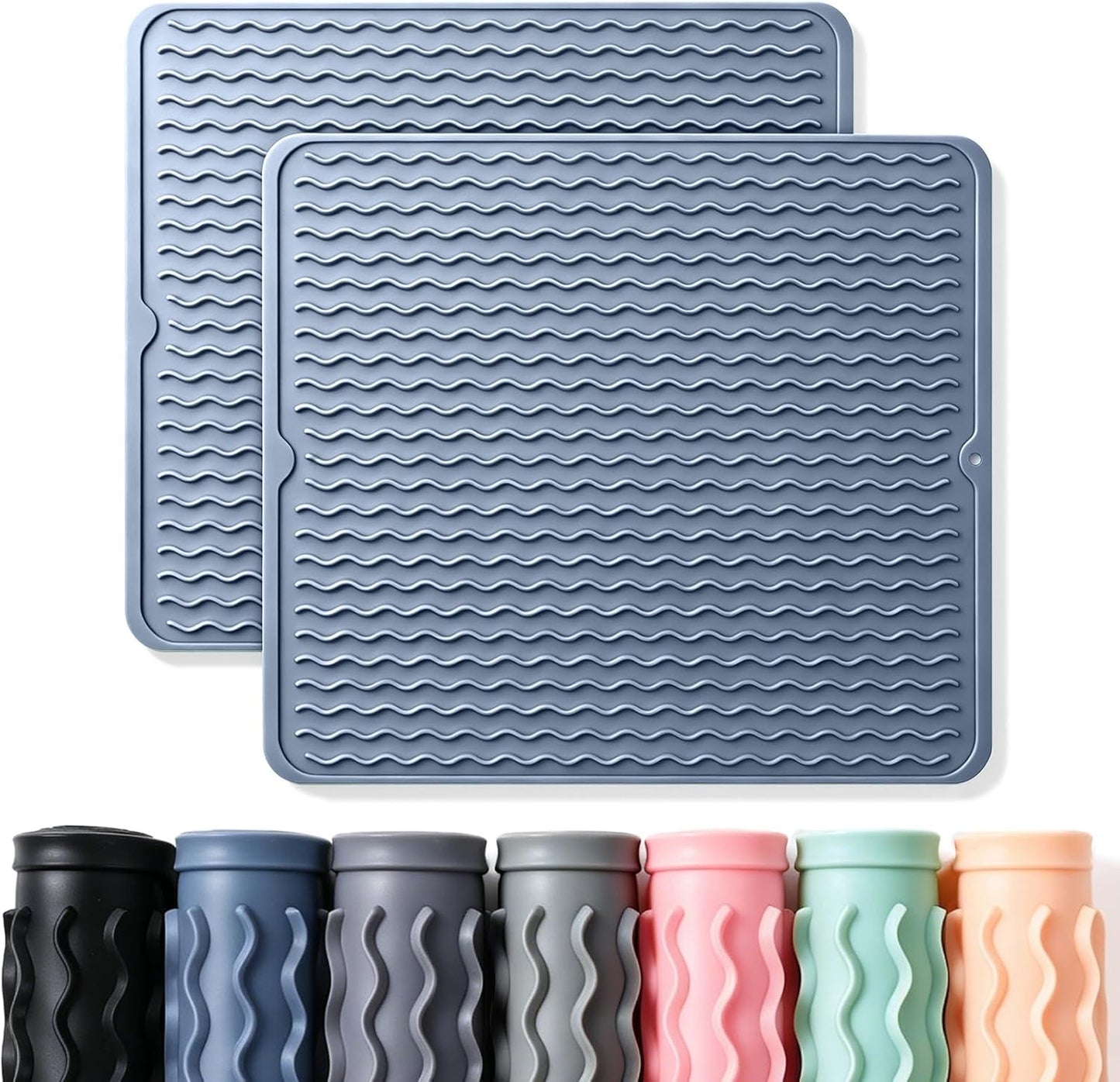 2 Pack Caketime Silicone Dish Drying Mat for Kitchen Counter Heat Resistant Under Sink Waterproof Coffee Bar Accessories Dining Rack Stone Utensil Holder Countertop Decor Must Haves 2026