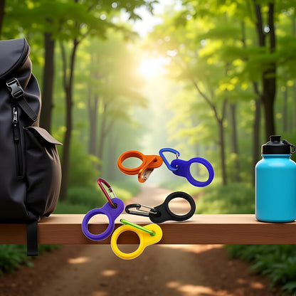 6 Pcs Silicone Water Bottle Buckle with Carabiner Clip Portable Secure Bottle Holder Water Bottle Hanging Rings Silicone Water Bottle Buckle Portable Hiking Camping, Water Bottle Accessories
