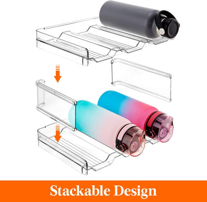 Lifewit 2 Tier Stackable Water Bottle Organizer for Cabinet, Plastic Bottle Holder Fits 6 Bottles/Tumblers up to 3.8" Diameter for Pantry/Countertop/Cupboard, 28 x 19 x 15 cm/11 x 7.5 x 5.7"