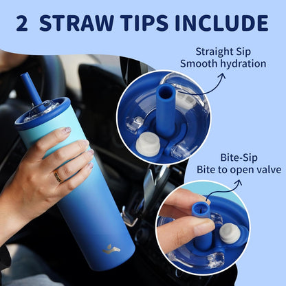 Konokyo 25oz Insulated Tumbler with Lid and Straw, Reusable Iced Coffee Cup with Lid, Travel Coffee Mug, BPA-Free, Leak-Proof and Durable, Oasis