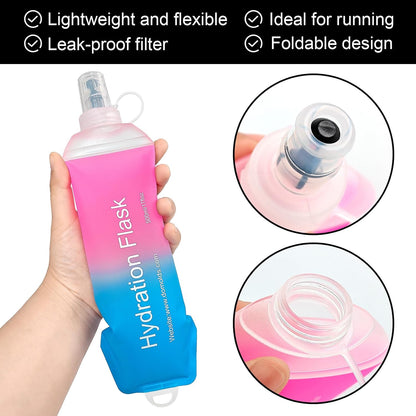 WILDREEDS 500ml Soft Flask, TPU Collapsible Soft Water Bottle for Hydration Pack, Running Vest, Folding Water Bottle for Hiking Cycling Climbing-1Pcs, White
