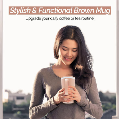 Copco Cone Desk Mug, 16 oz - Double Wall Insulated Coffee Mug with Twist-Off Lid, Handle & Slide Tab - Travel-Friendly Cup for Hot or Cold Drinks, BPA-Free, Microwave & Dishwasher Safe (Brown)