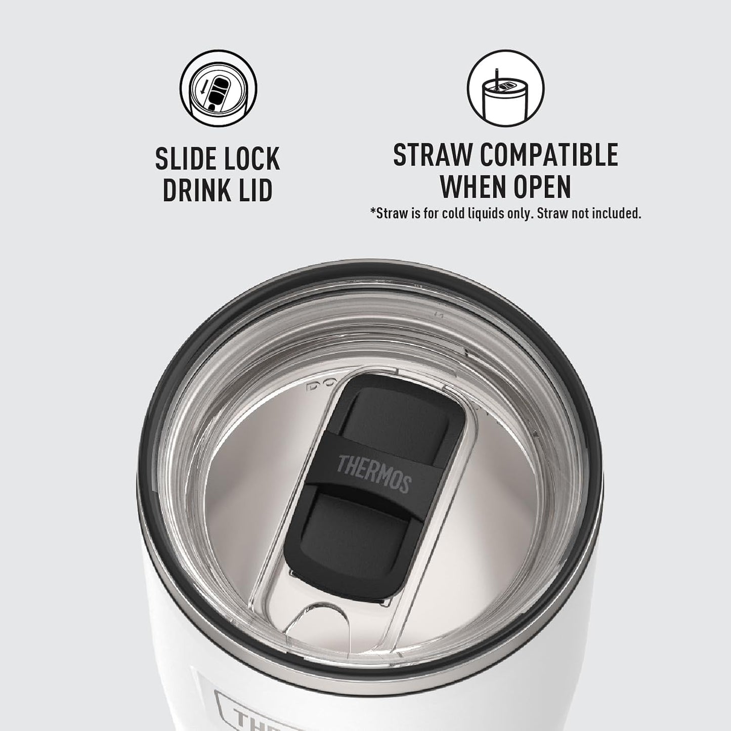 THERMOS ICON SERIES, Stainless Steel Tumbler with Slide Lock, 18 Ounce, Mystic Navy