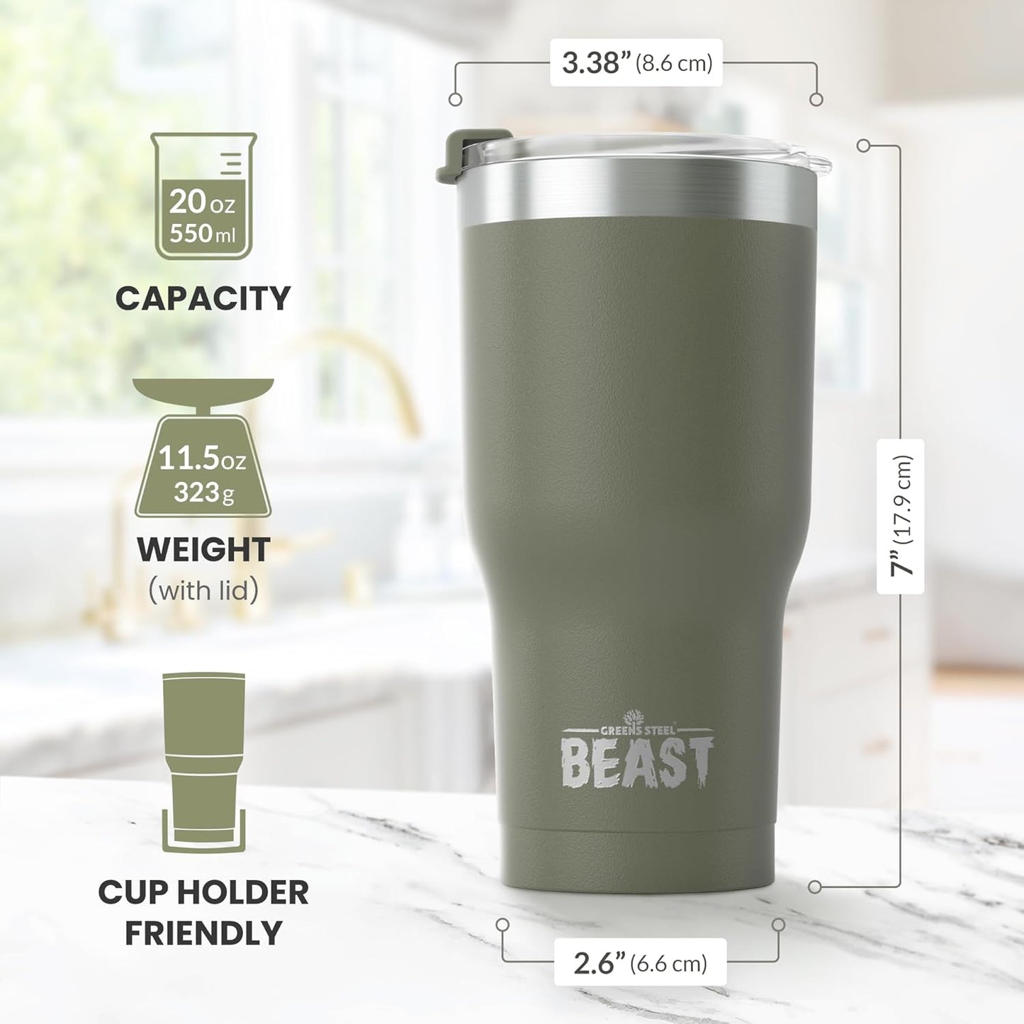 Beast 10 oz Tumbler Stainless Steel Vacuum Insulated Coffee Ice Cup Double Wall Travel Flask (Arctic White)