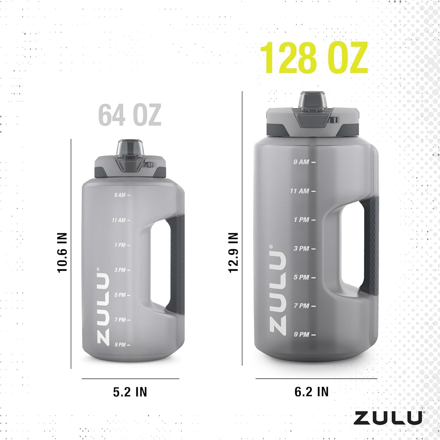 ZULU Goals 64oz Half Gallon Plastic Water Bottle with Straw and Time Marker | Large Reusable Jug with Handle and Leak Proof Lid for All Day Hydration, Gym and Outdoors, Gift Ready, Violet