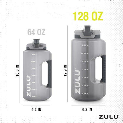 ZULU Goals 64oz Half Gallon Plastic Water Bottle with Straw and Time Marker | Large Reusable Jug with Handle and Leak Proof Lid for All Day Hydration, Gym and Outdoors, Gift Ready, Violet