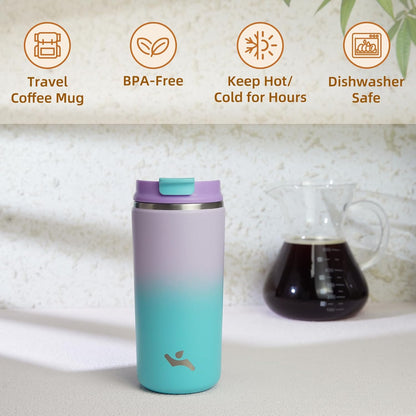 Konokyo Tumbler with Lid, 16 oz Travel Coffee Mug Double Wall Vacuum Stainless Steel Thermal Metal Cup Insulated Water Bottle,Navy Blue