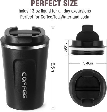 17oz (510ml) Vacuum Insulated Coffee Travel Mug, Leak proof Double Wall Stainless Steel Reusable Cup with Lid, Thermal Tumbler for Hot and Cold Drinks, Matte Texture White