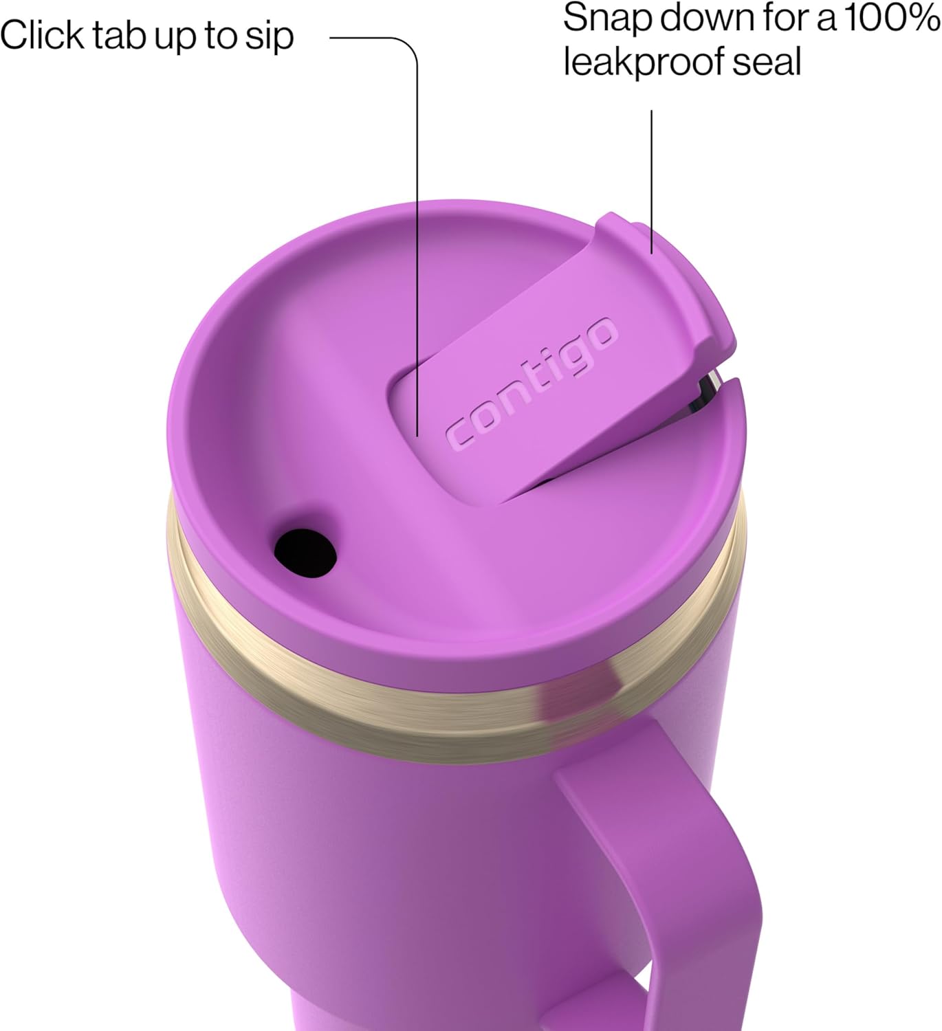Contigo SnapSeal 30 oz Stainless Steel Vacuum-Insulated Tumbler with Handle & Reusable Straw, Leakproof AutoClose Lid, Cup Holder Friendly, BPA-Free & Lead-Free, Dishwasher Safe