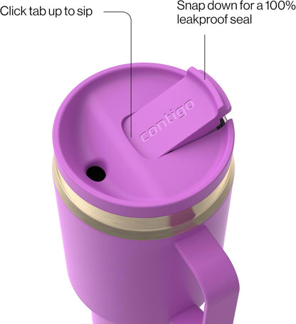 Contigo SnapSeal 30 oz Stainless Steel Vacuum-Insulated Tumbler with Handle & Reusable Straw, Leakproof AutoClose Lid, Cup Holder Friendly, BPA-Free & Lead-Free, Dishwasher Safe