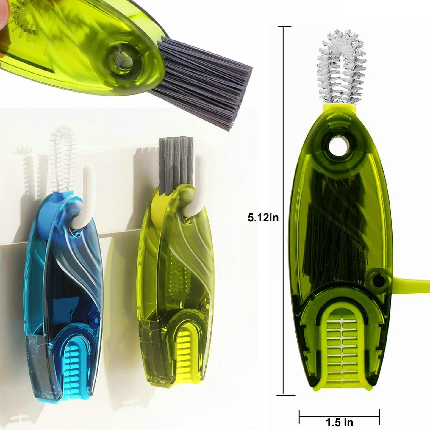 4 in 1 Multifunctional Cup Lid Cleaning Brush Set, 1pc Bright Blue, Plastic