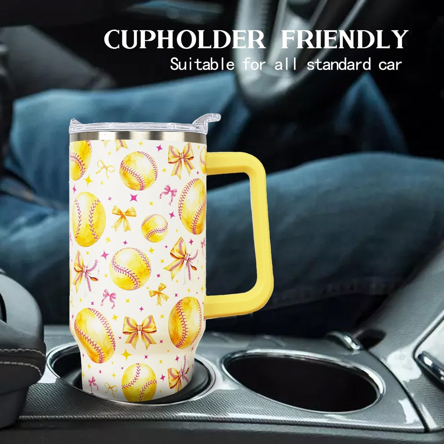 Ceovfoi 40 oz Pickleball Coffee Mug Vacuum Insulated Travel Tumbler with Handle, Lid & Straw - Perfect Pickleball Gifts for Players, Coaches, Lovers | Pickleball Accessories