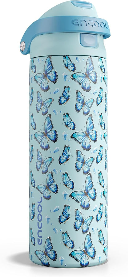 ENCOOL Leakproof Insulated Water Bottle with Straw Dual-Sip Water Bottle Bag-Safe Design for Work, Commute & Gym – Keeps Drinks Cold All Day, 24 oz, Lemonade Pink - Colors B