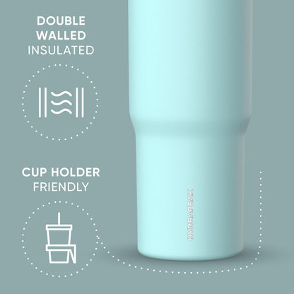 Hydrapeak Nomad 32oz Insulated Stainless Steel Travel Tumbler with Handle & Straw Lid, Leakproof, Cupholder Friendly, Keeps Drinks Cold 24 Hours, Reusable Bottle for Daily Hydration (Pale Sage)