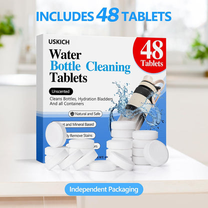 96Pack Water Bottle Cleaning Tablets, Bottle Bright Clean Stainless Steel, Thermos, Tumbler, Insulated and Reusable Water Bottles,Removes Stubborn Stains and Odors