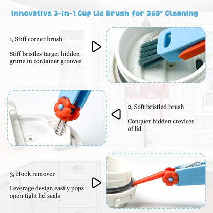 3 Pack Cup Lid Cleaning Brush Water Bottle Cleaner Brush, Bottle Brush Cleaner for Stanley Owala, Cup Bottle Cleaner Brush for Tumbler Kitchen Bottle Mug