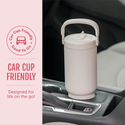 Ello Oasis Go+ 26oz Tumbler with Top Handle and Retracting Straw | Reusable Insulated Stainless Steel Cup, 100% Leakproof Water Bottle, 24 Hours Cold, Cup Holder Friendly For Travel | Wild Rasberry