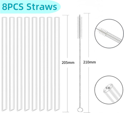 Joshey 8-Pack Replacement Straws for Stanley 30oz Tumbler | Compatible with Stanley IceFlow Flip Straw Lid | BPA-Free Reusable Plastic Drink Straws with 2 Cleaning Brushes