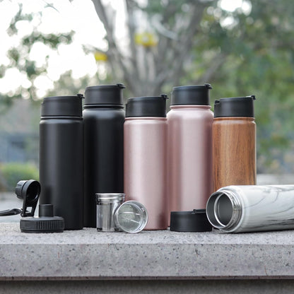 Sivaphe Tea Infuser Bottle With Removable Loose Leaf Tea Strainer Cup 18/8 Stainless Steel Portable Insulated Travel Tea Tumbler Black