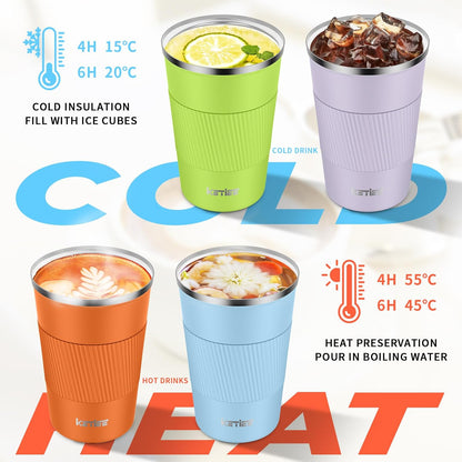KETIEE Travel Coffee Mug Spill Proof 12oz, Insulated Travel Mug to Go, Reusable Coffee Cup with Seal Lid, Vacuum Stainless Steel Tumbler for Hot/Cold Drinks (Red)