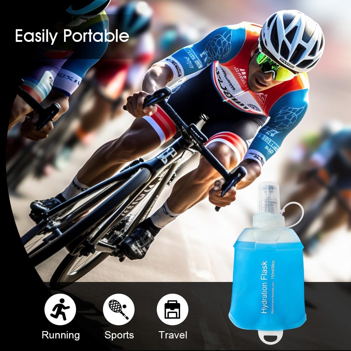 WILDREEDS 500ml Soft Flask, TPU Collapsible Soft Water Bottle for Hydration Pack, Running Vest, Folding Water Bottle for Hiking Cycling Climbing-1Pcs, White