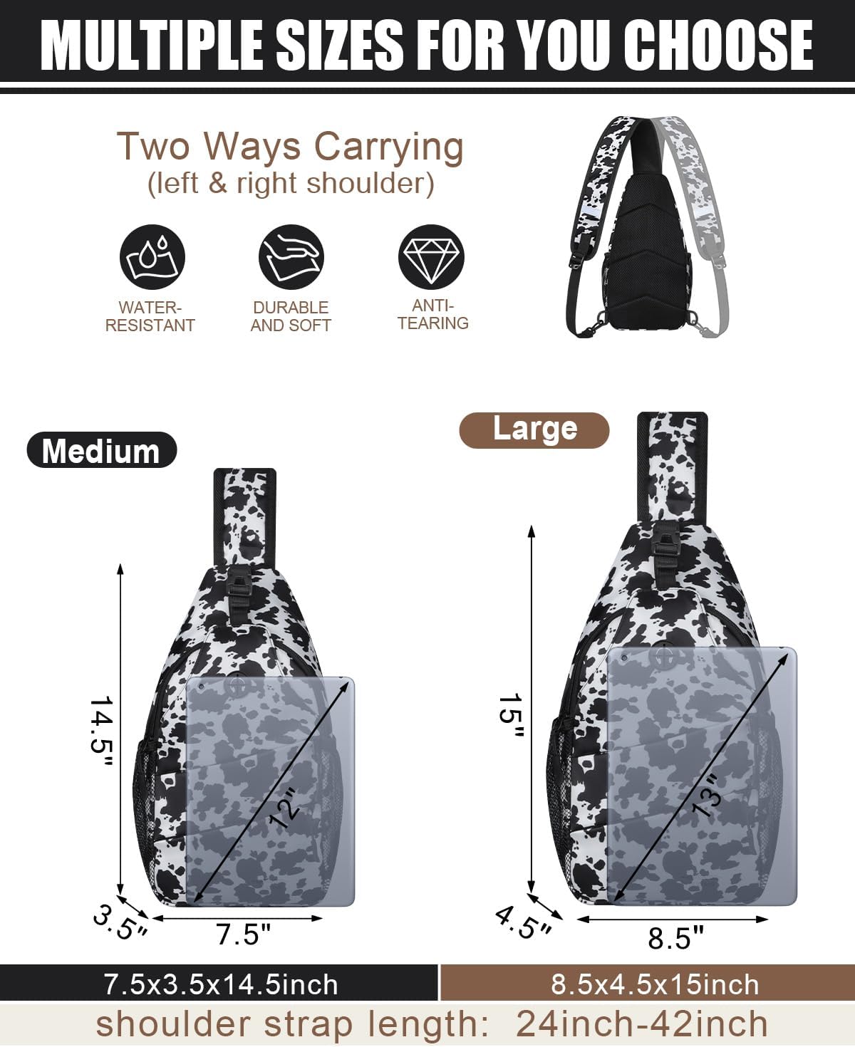 Pritent Crossbody Bags for Women Men Trendy Sling Bag Backpack Casual Chest Bag with Convertible Shoulder Strap