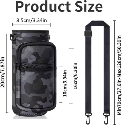Water Bottle Holder with Strap, Insulated Crossbody Sling Bag, Carrier with Phone Pocket for Walking Hiking Camping Fishing