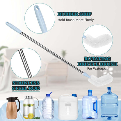 2-Pack 28’ Long Bottle Brush, 3 and 5 Gallon Bottle Cleaning Brush, Water Bottle Brush with Bendable Replacement Brush Head, Nylon Bristles and Stainless Steel Handle Bucket Cleaning Brush