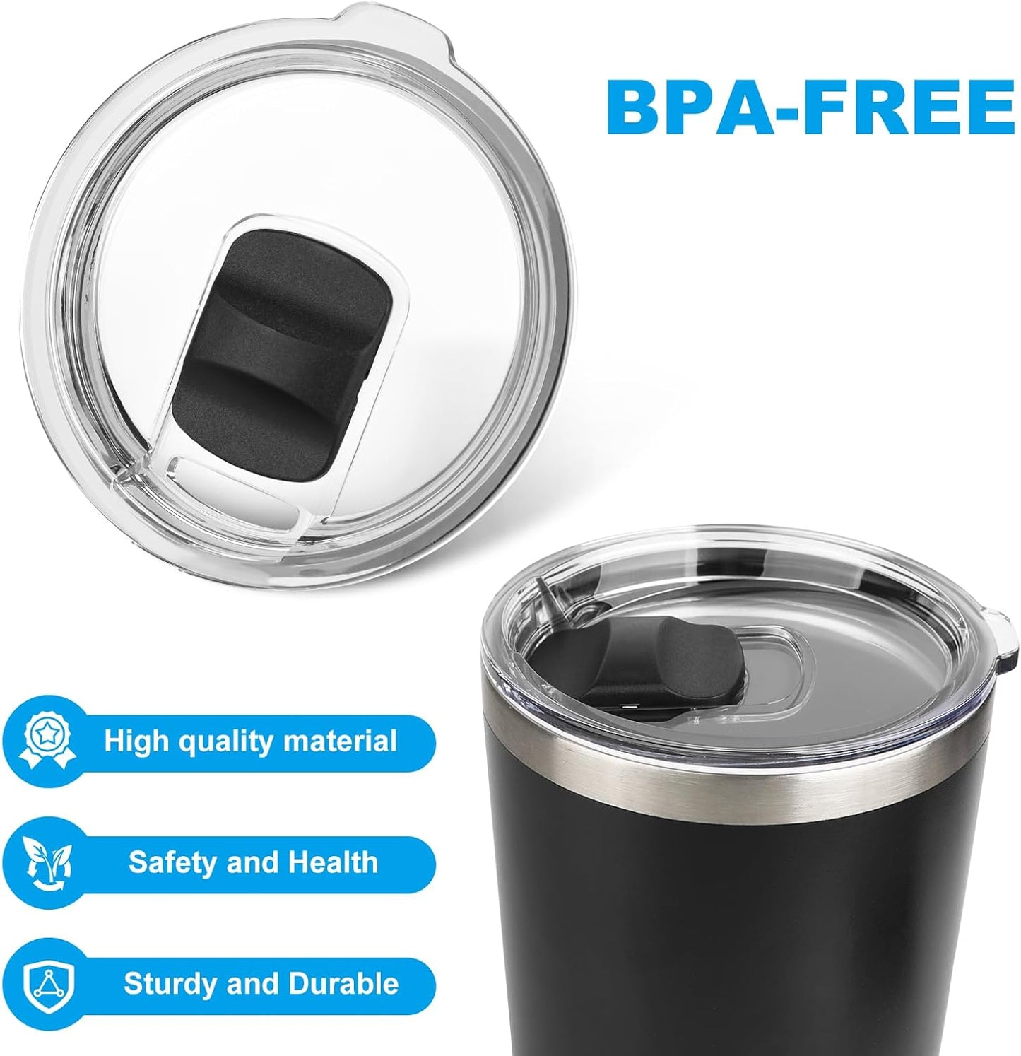 30 oz Tumbler Lid for Yeti, 3 Pcs Magnetic Replacement Lids for Yeti Rambler 30/32 oz Tumbler, 14 oz Mug 35 oz Straw Mug, Travel Spill Proof Cup Lids Covers with Magnetic Slider Switch, BPA Free