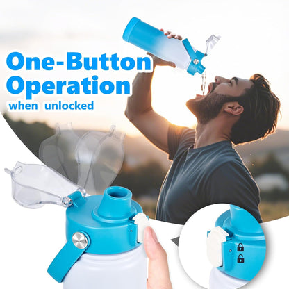 Insulated Water Bottle with Lid & Boot & Stickers, 24 oz Stainless Steel Sweat Free Bottle Keep Cold 24H, BPA-Free Sports Wide Mouth Water Bottle, BlueBlack