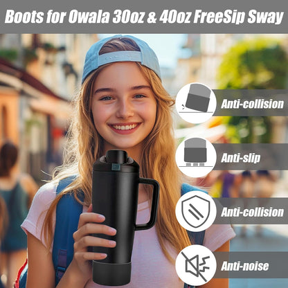 Mity rain 2PCS Protective Silicone Boots for Owala 30oz & 40oz FreeSip Sway Bottles & Tumblers - Accessories for owala, Enhances Stability & Prevents Scratches(Black Cherry)