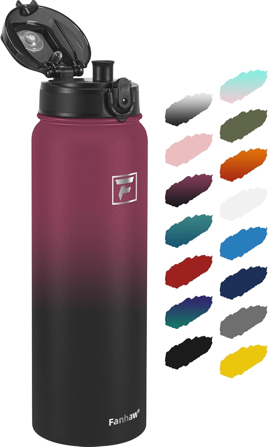 Fanhaw 20 oz Insulated Stainless Steel Water Bottle with Anti-Dust Chug Lid, Leakproof Vacuum Metal Everyday Use Bottle for Kids, Teens & Adults, Back to School Essentials (Green Blue)