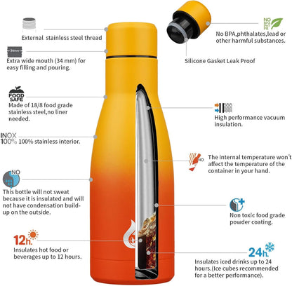BJPKPK Insulated Water Bottle 12oz Small Stainless Steel Water Bottles Reusable Metal Thermal Keep Cold and Hot,Dreamy Purple - Colors B